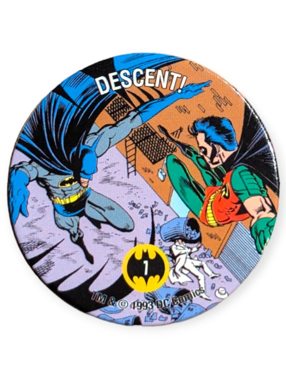 Batman 1993 Vintage Skycaps Pogs Milk Caps (XX117): Descent! Robin